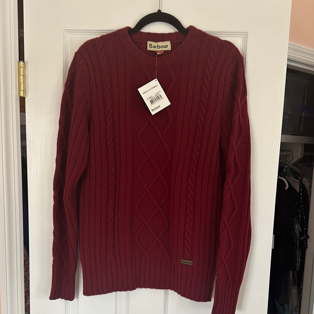 Barbour Women’s Red Cable Knit Sweater